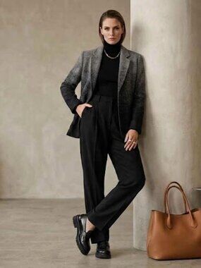 NWT 52 % wool Clements Ribeiro Portofino Ombre Black Grey  Blazer Jacket - 10